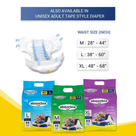 Absorbia Adult Diaper Pant Style Waist Size 80-114 Cm ( 31 - 45 Incs ) Large (Size-L)-10
