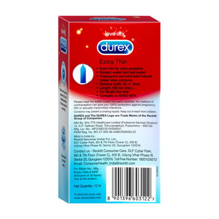 Durex Extra Thin Condom 12 Nos