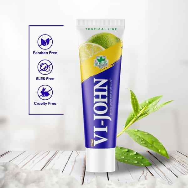 Vi-John Tropical Lime Shaving Cream For Men With Tea Tree Oil And Bacti-Guard 125Gm (Pack Of 8)