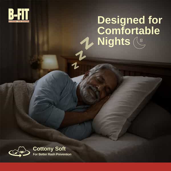 B-Fit Economy Tape Style Medium Size (72-130Cm) 28.35-51.18 Inch Pack Of 10 Adult Diapers