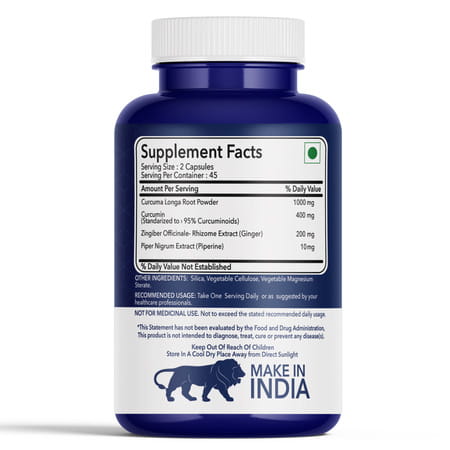 Fitnessveda Curcumin Long Rootn- 1600mg With 95% Curcuminoids Higher Absorption