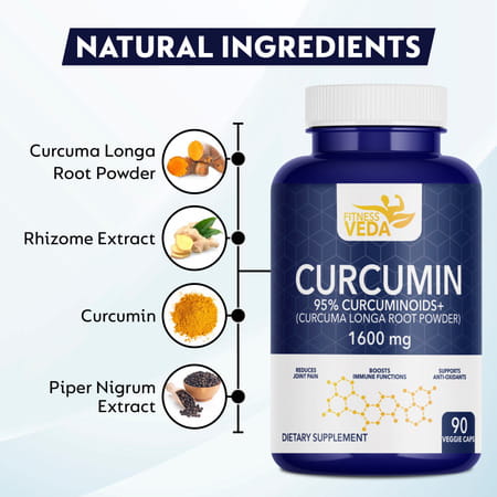 Fitnessveda Curcumin Long Rootn- 1600mg With 95% Curcuminoids Higher Absorption