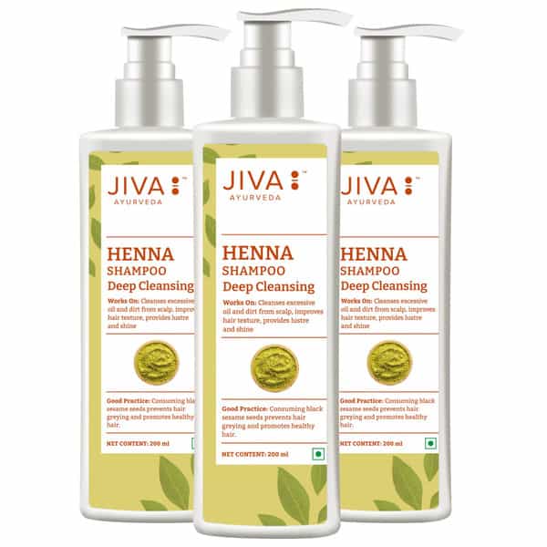 Jiva Heena Shampoo| Deep Cleansing Heena Shampoo For Long | Healthy & Strong Hair - 200Ml(Pack 3)