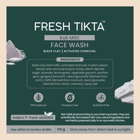 Nat Habit 100% Natural Detox | Skin Brightening For Men Charcoal Face Wash (100g)