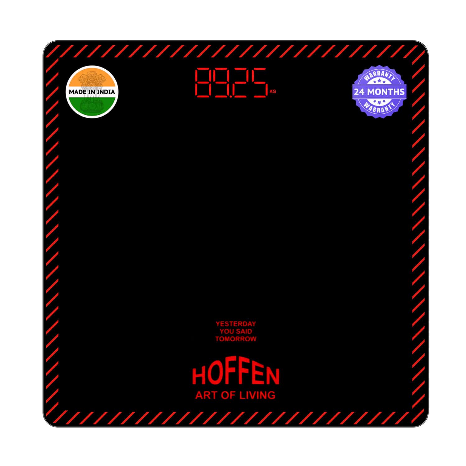 Hoffen Thick Tempered Glass Digital Electronic Lcd Personal Weight Machine - (ho-18-red Led)