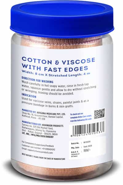 Liveasy Ortho Care Cotton Crepe Bandage - Reduces Strain Sprain & Swelling - 8 Cms X 4 Meters