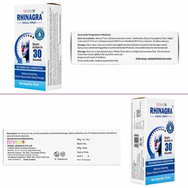 Revinto Rhinagra Nasal Spray | Breathe Freely| Naturally | 15Ml