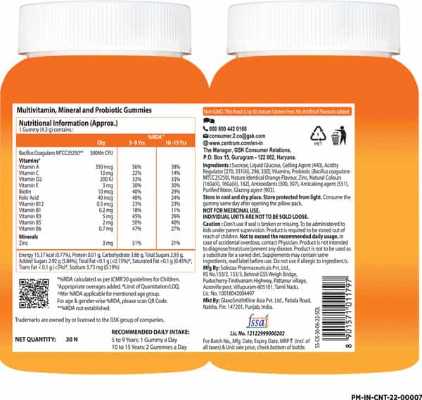 Centrum Kids Multivitamin Gummies Bottle 30 No's
