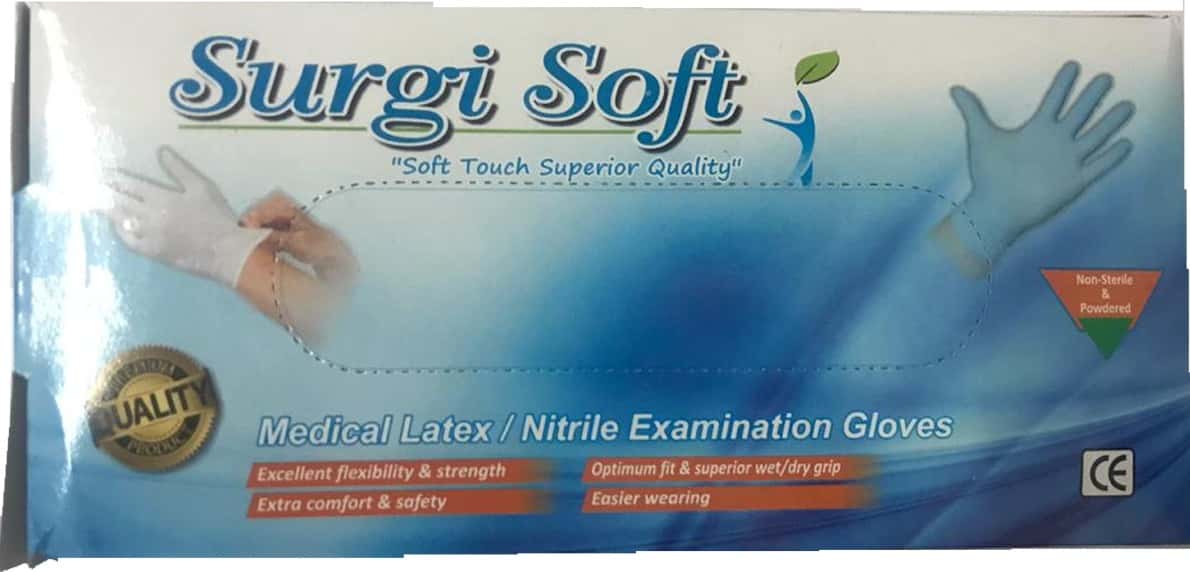Surgi Soft Nitrile Examination Hand Gloves - Box Of 50 Pairs