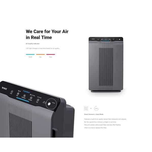 Winix Premium 4 Stage Air Purifier (360Sqft) Upto 1065 Sqft 2 Year Warranty (5300-2) Gray 1 No's
