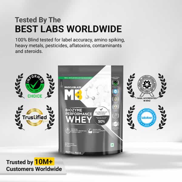 Muscleblaze Biozyme Performance Whey Protein | Magical Mango (1Kg Refill ) | 25G Protein Per Scoop