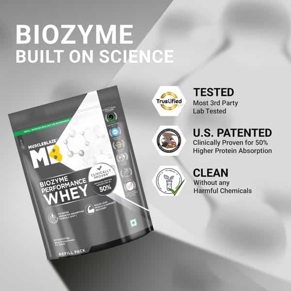 Muscleblaze Biozyme Performance Whey Protein | Magical Mango (1Kg Refill ) | 25G Protein Per Scoop