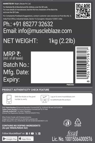Muscleblaze Biozyme Performance Whey Protein | Magical Mango (1Kg Refill ) | 25G Protein Per Scoop