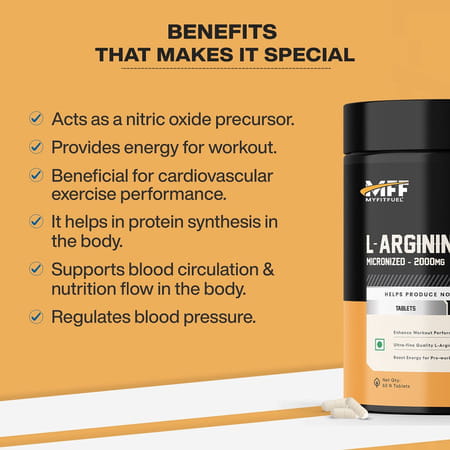 Myfitfuel L-Arginine (1000 Mg) 120 Tablets| Amino Acid