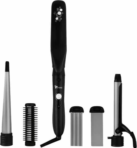 Syska Hs5000k Hair Straightener With 5-In -1 Multi-Styling Kit -(Black & Grey)