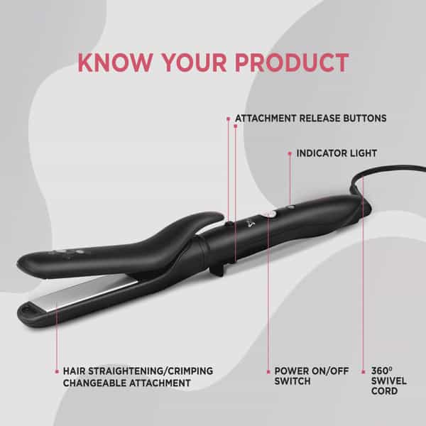 Syska Hs5000k Hair Straightener With 5-In -1 Multi-Styling Kit -(Black & Grey)