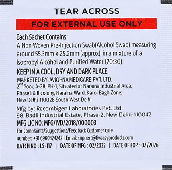 Liveasy Surgicals Alcohol Swabs Pack Of 100