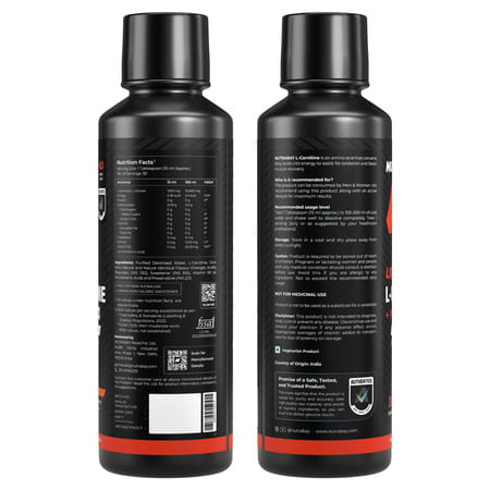 Nutrabay Pro Liquid L-Carnitine With Vitamin B5 - 450 Ml | Orange | 30 Servings