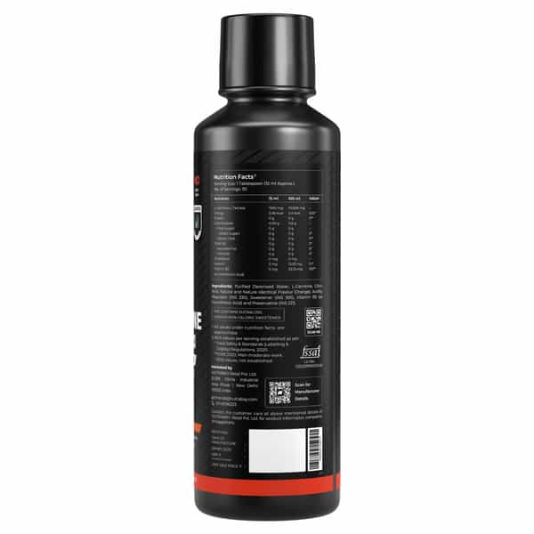 Nutrabay Pro Liquid L-Carnitine With Vitamin B5 - 450 Ml | Orange | 30 Servings