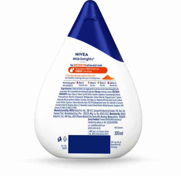 Nivea Milk Delights Turmeric Facewash - 100 Ml