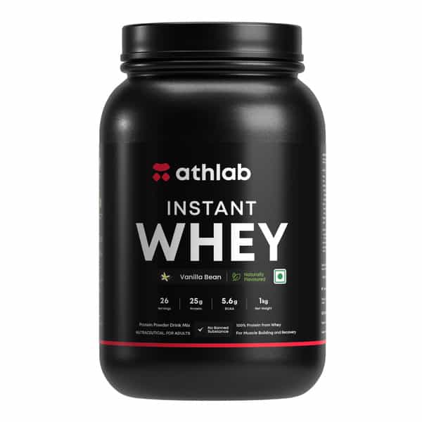 Athlab Instant Whey Protein | 25G Protein | No Preservatives | Vanilla Bean | 1 Kg