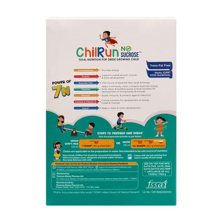 Chilrun No Sucrose Vanilla Flavour Total Nutrition For Obese Growing Boys & Girls Box Of 400gm
