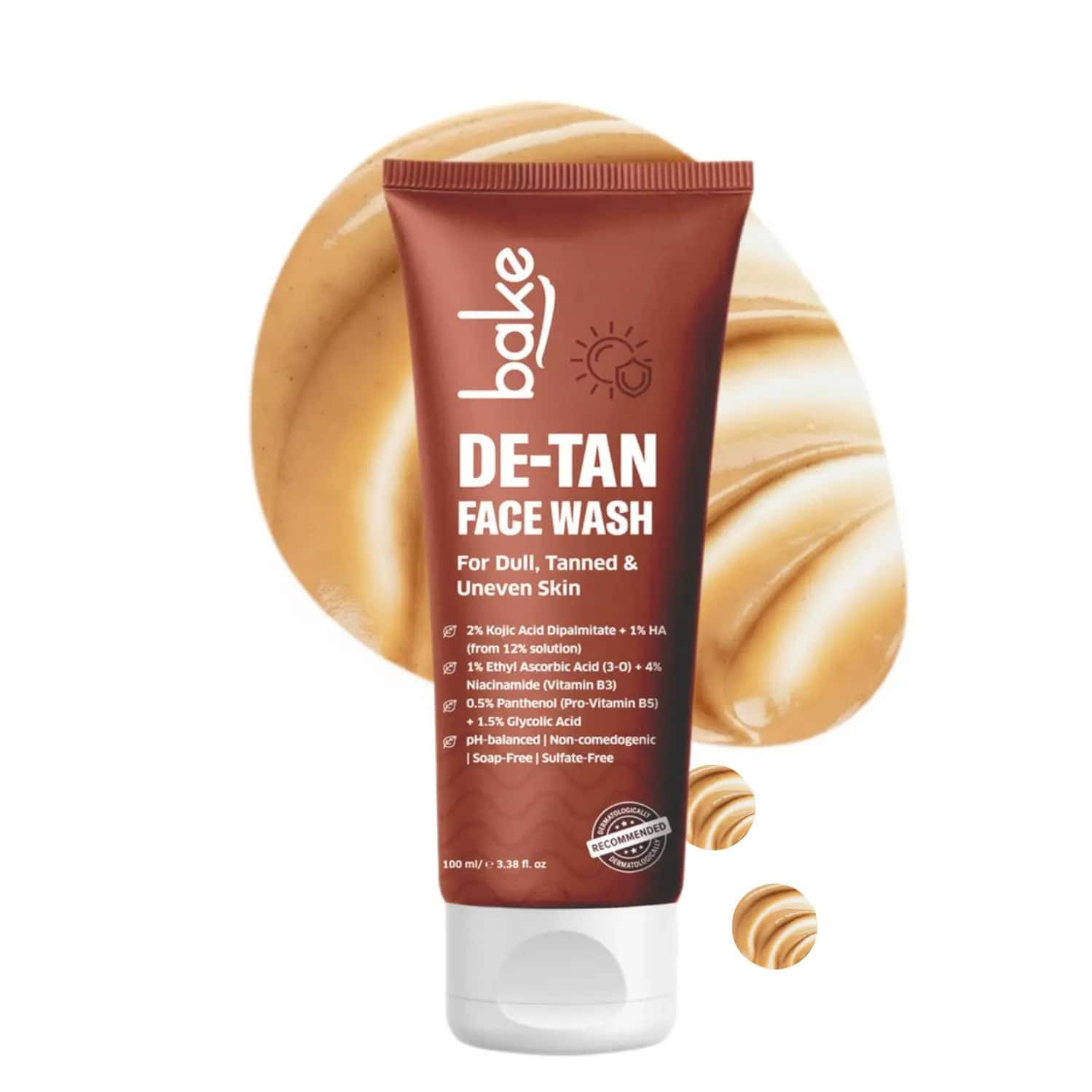 Bake De-tan Face Wash With 2% Kojic | Niacinamide & Glycolic For Dark Spots (100ml)