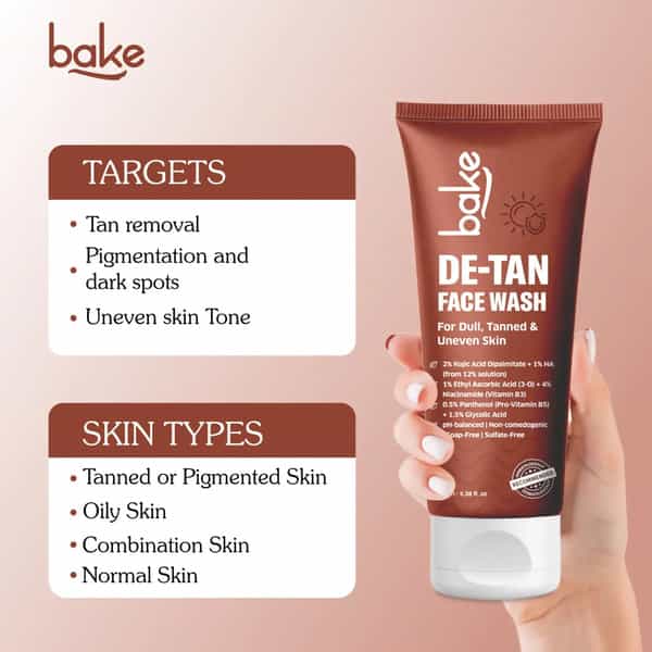 Bake De-Tan Face Wash With 2% Kojic | Niacinamide & Glycolic For Dark Spots (100Ml)