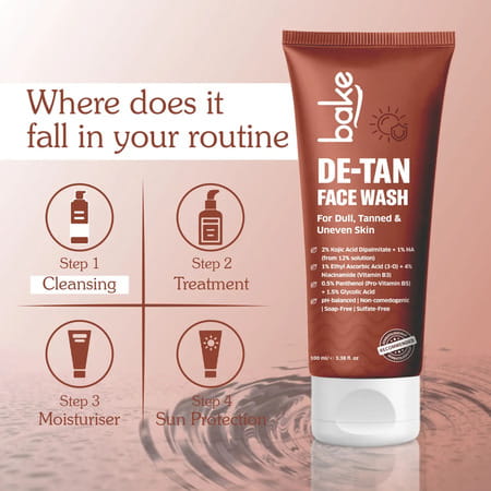 Bake De-Tan Face Wash With 2% Kojic | Niacinamide & Glycolic For Dark Spots (100ml)
