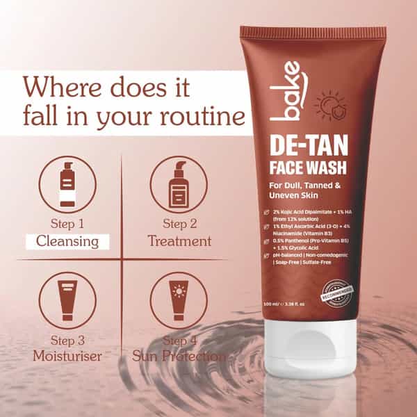 Bake De-Tan Face Wash With 2% Kojic | Niacinamide & Glycolic For Dark Spots (100Ml)