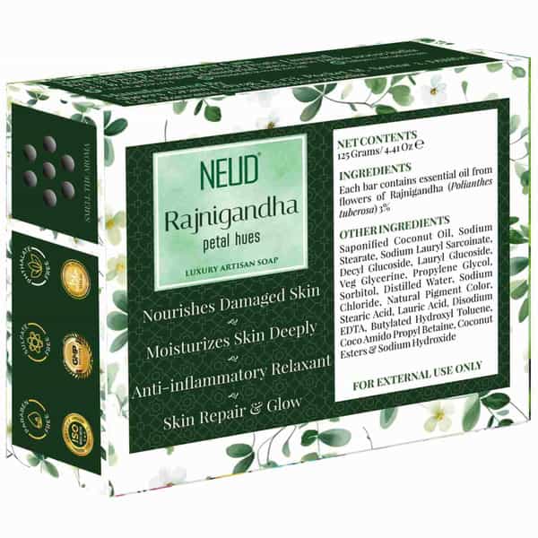 Neud Rajnigandha Luxury Artisan Handmade Soaps Bar - Pack 3 | 125Gm Each