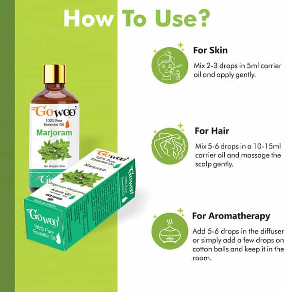 Go Woo 100% Pure Marjoram Oil Therapeutic Grade & Aromatherapy For Skin Care 30 Ml