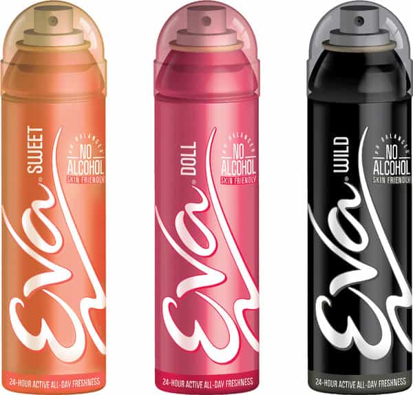 Eva Perfumed Deodrant Skinfriendly Body Spray For Woman Sweet Doll & Wild 150Ml ( Pack Of 3)