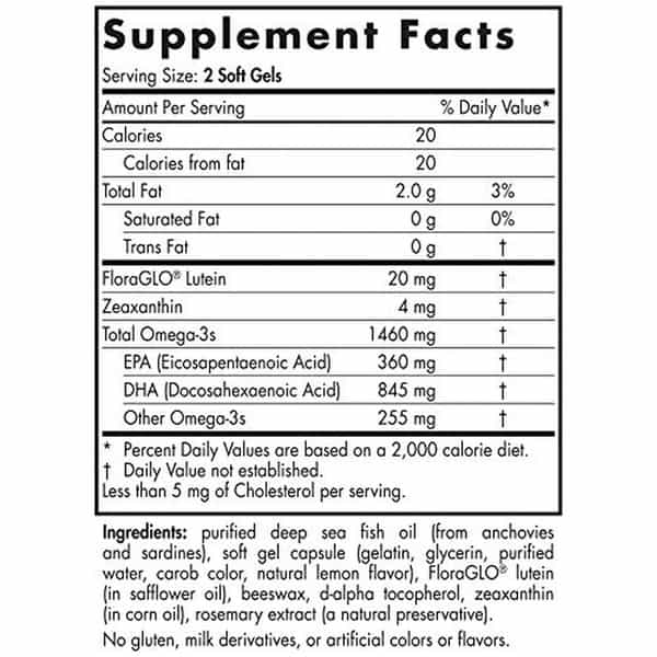 Nordic Naturals Omega Vision Support 1460 Mg Omega 3 Fish Oil Epa & Dha With Floraglo 60 Softgels