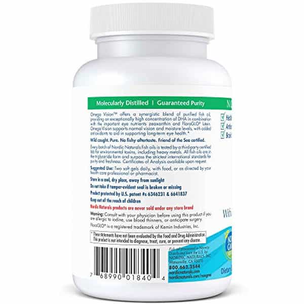 Nordic Naturals Omega Vision Support 1460 Mg Omega 3 Fish Oil Epa & Dha With Floraglo 60 Softgels