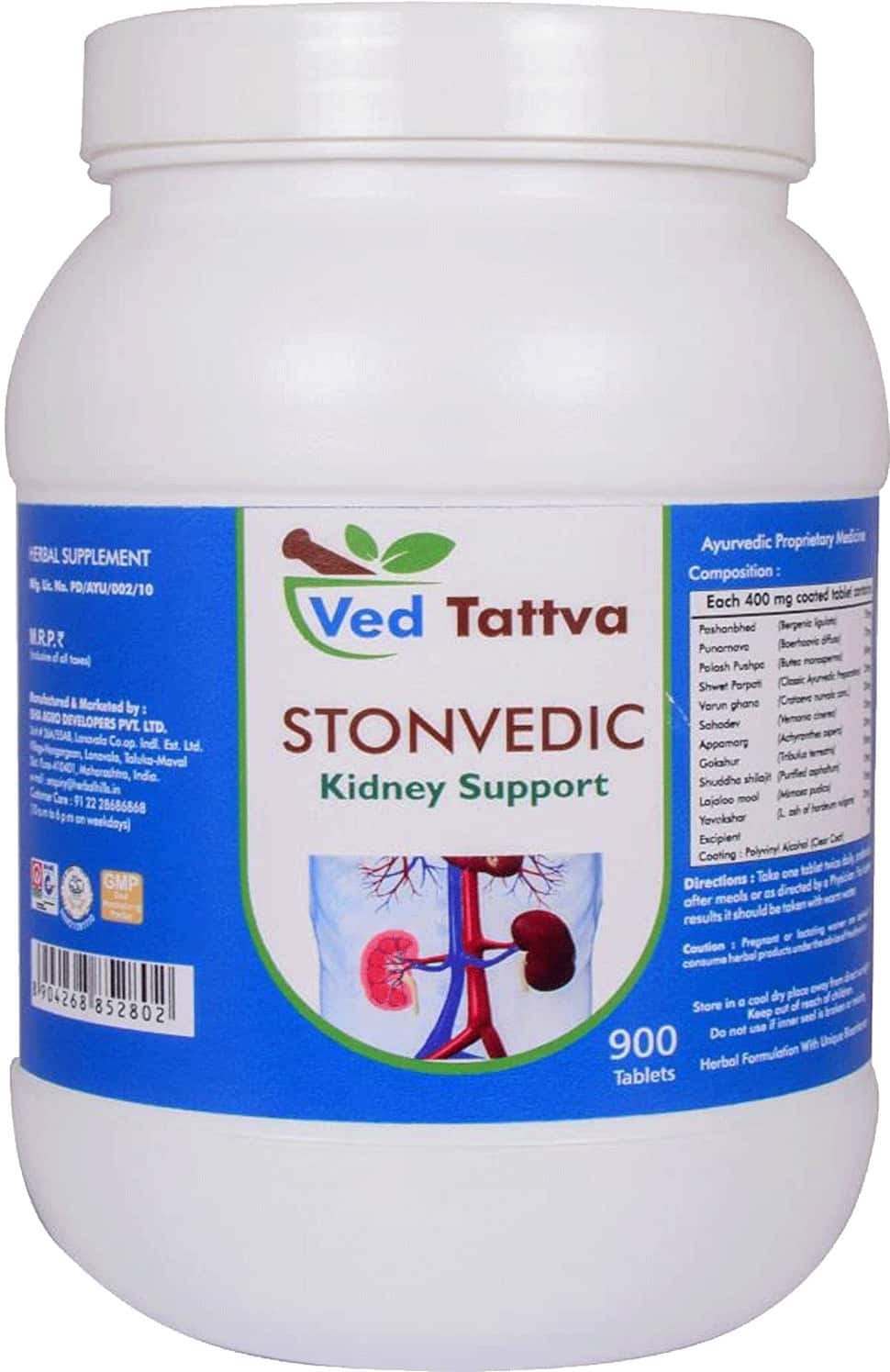Ved Tattva Stonvedic 900 Tablets | Ayurvedic Herbal Supplement For Kidney Stone (pack Of 4)