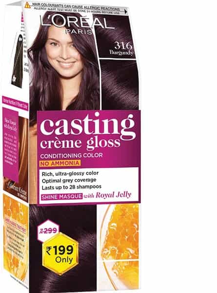 L'oreal Paris Casting Creme Gloss Small Pack 316 Burgundy Hair Color Box Of 45 G