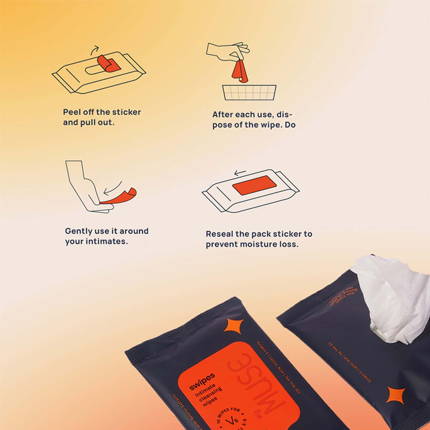 Buy MYMUSE SWIPE FOR WOMEN (80 WIPES) PACK OF 8 V'S Online & Get Upto