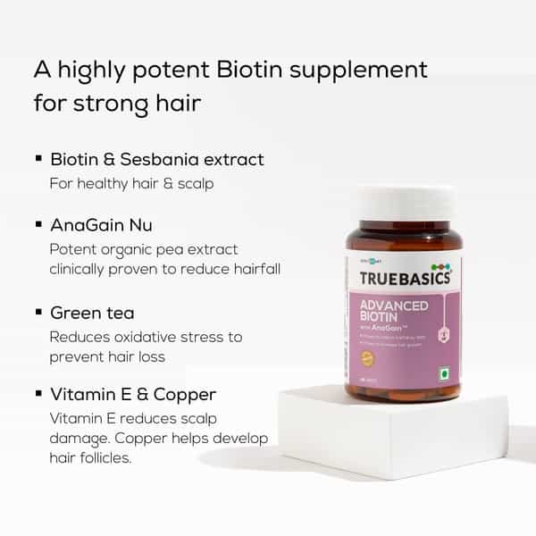 Truebasics Advanced Biotin With Clinically Researched Anagain - 60 Tablets