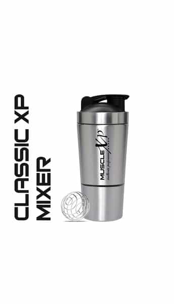 Musclexp Gym Shaker Classic Xp Mixer Stainless Steel Shaker Blender 590 Ml For Protein (Black Cap)