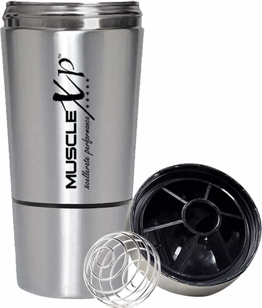 Musclexp Gym Shaker Classic Xp Mixer Stainless Steel Shaker Blender 590 Ml For Protein (Black Cap)