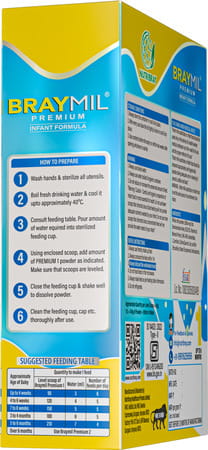 Braymil Premium 1 Infant Formula | Stage - 1 For 0 To 6 Months - 400 Gm (Bag In Box)