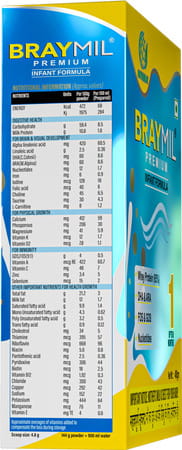 Braymil Premium 1 Infant Formula | Stage - 1 For 0 To 6 Months - 400 Gm (Bag In Box)
