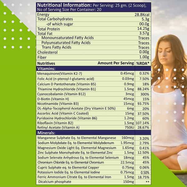 Vedapure 100% Plant Protein Based With Mct Powder Chocolate 500 Gm (Pack Of 1)