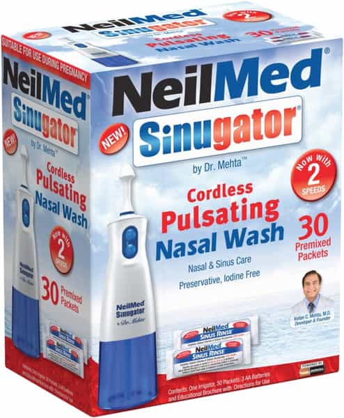 Neilmed Sinugator Cordless Pulsating Nasal Wash With 30 Premixed Packets