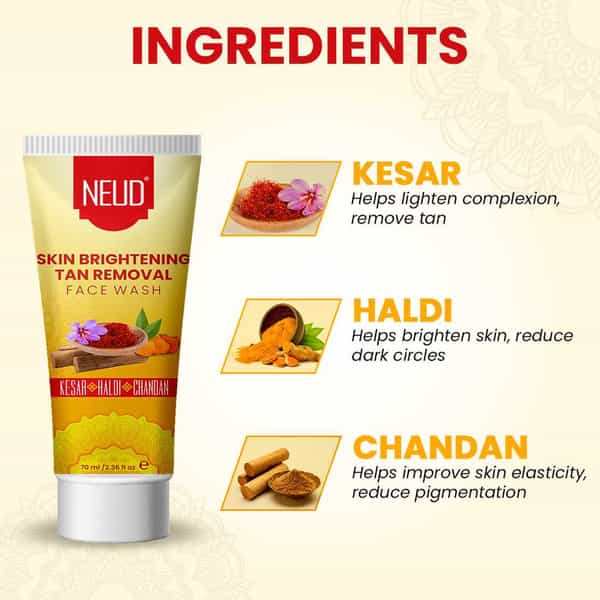Neud Skin Brightening Tan Removal Face Wash For Men And Women - 70Ml