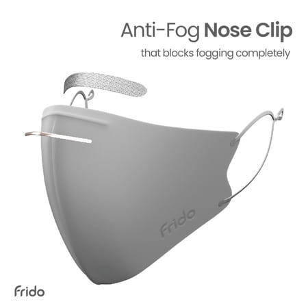 Frido Ultimate Pro Copper Mask|Metallic Gray|Nose Clip|Washable|Imported|Large Size (Pack Of 1)