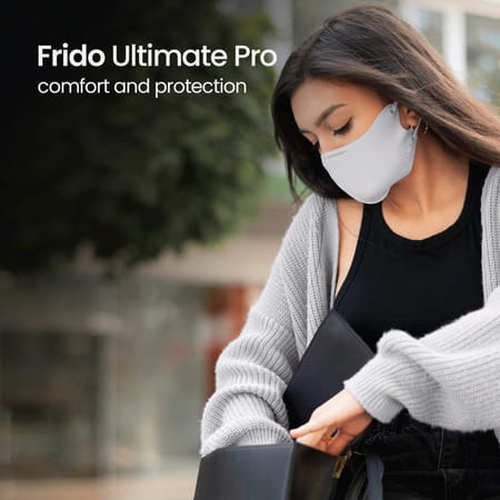 Frido Ultimate Pro Copper Mask|Metallic Gray|Nose Clip|Washable|Imported|Large Size (Pack Of 1)