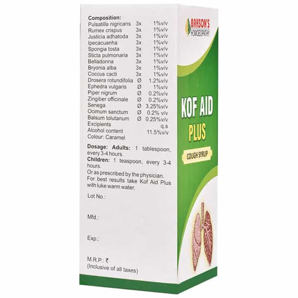 Dr Bakshi's Bakson Homoeopathy Kof Aid Plus Syrup 450 Ml