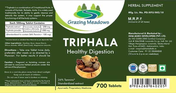 Grazing Meadows Triphala 500 Mg - 700 Tablets